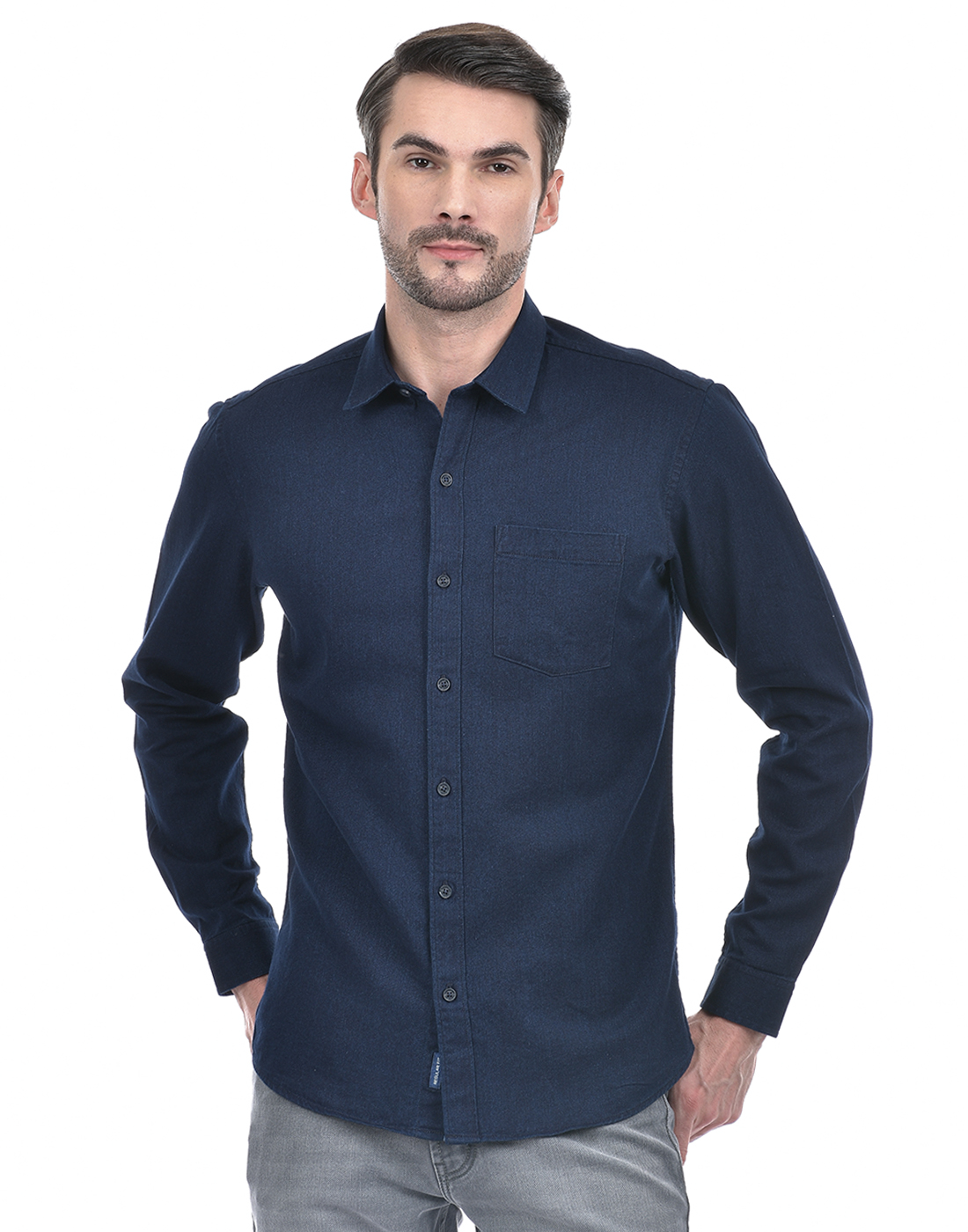 Numero Uno Men Solid Dark Blue Shirt
